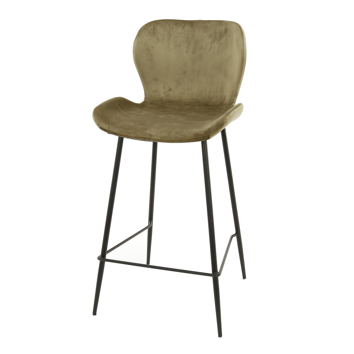 Set of 4 Argo Velours Champagne bar stools