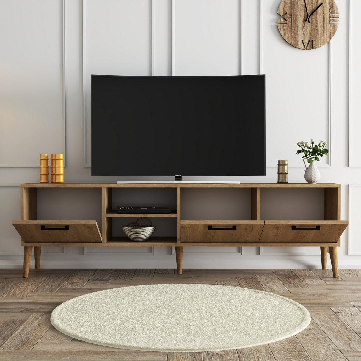 TV Meubels - TV Meubel Exxen Eik Melamine 180x52x35 cm - Dimehouse