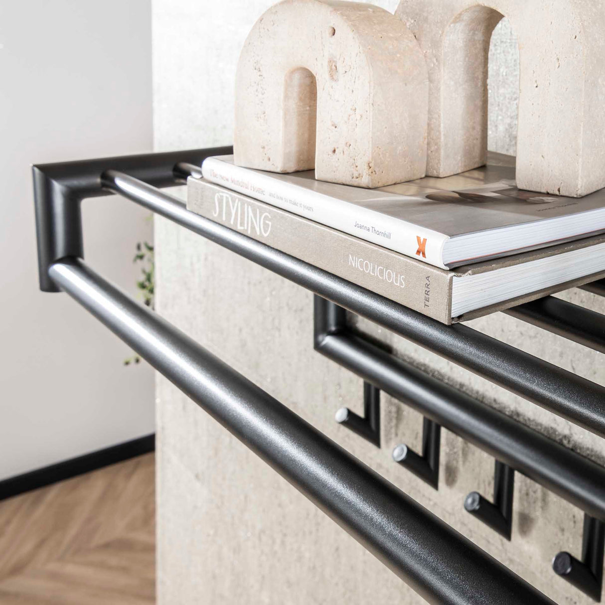 Coat rack Kym 10-Hook Dark Gray - With Rod