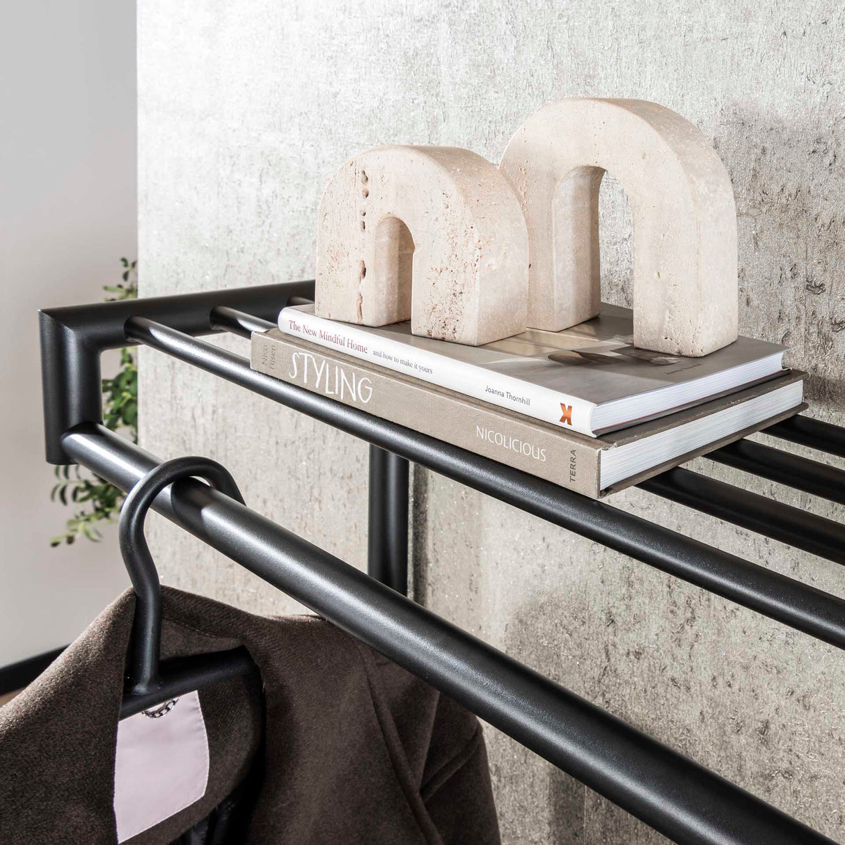 Coat rack Kym 20-Hook Dark Gray - With Rod