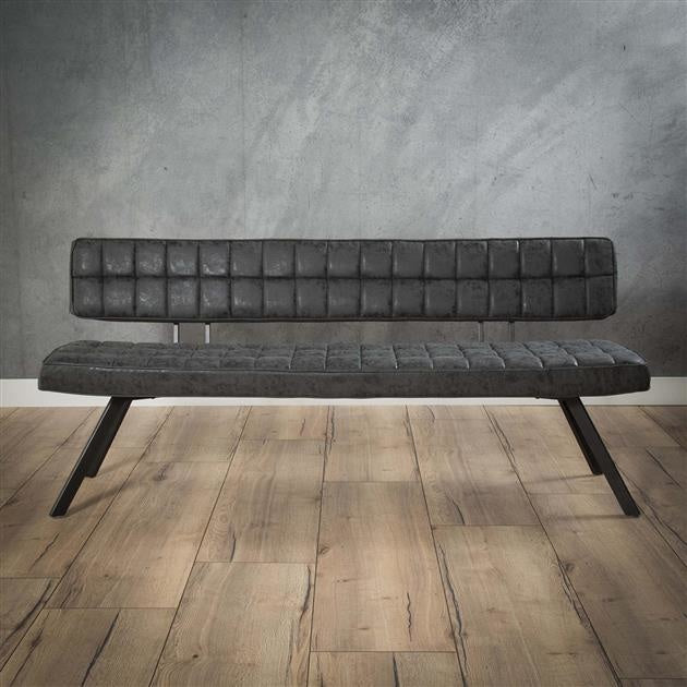 Dining room sofa Madrid DH Interior Black LxWxH 186x44x22 Artificial leather Ambient photo front view