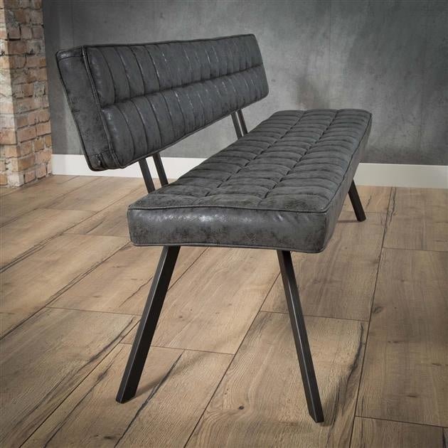 Dining room sofa Madrid DH Interior Black LxWxH 186x44x22 Artificial leather Atmospheric photo side view