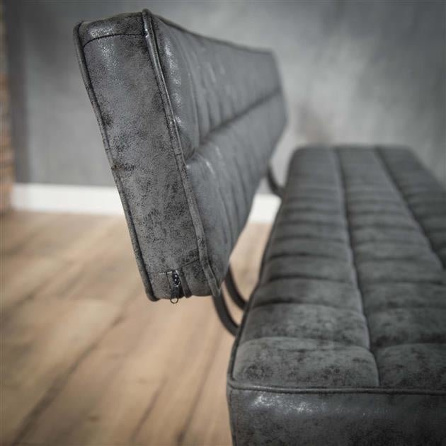 Dining room sofa Madrid DH Interior Black LxWxH 186x44x22 Faux leather Atmosphere photo detail