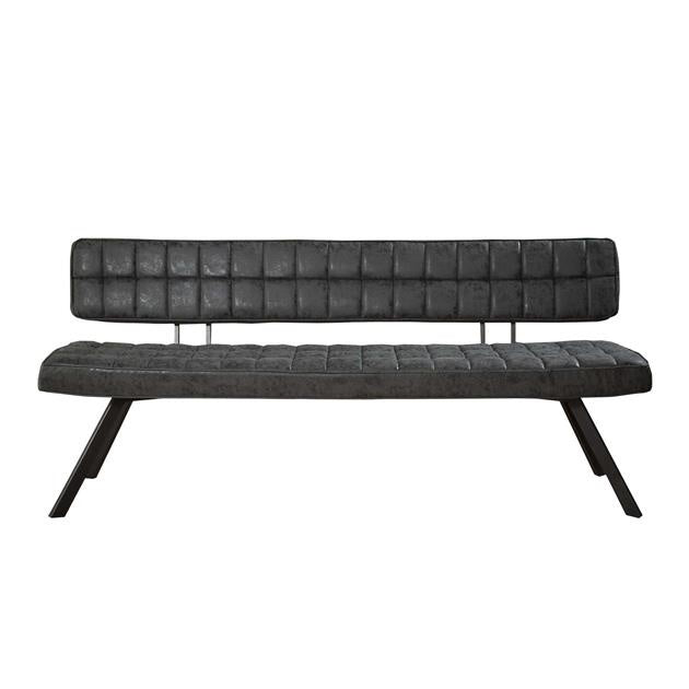 Dining room sofa Madrid DH Interior Black LxWxH 186x44x22 Faux leather White photo front view