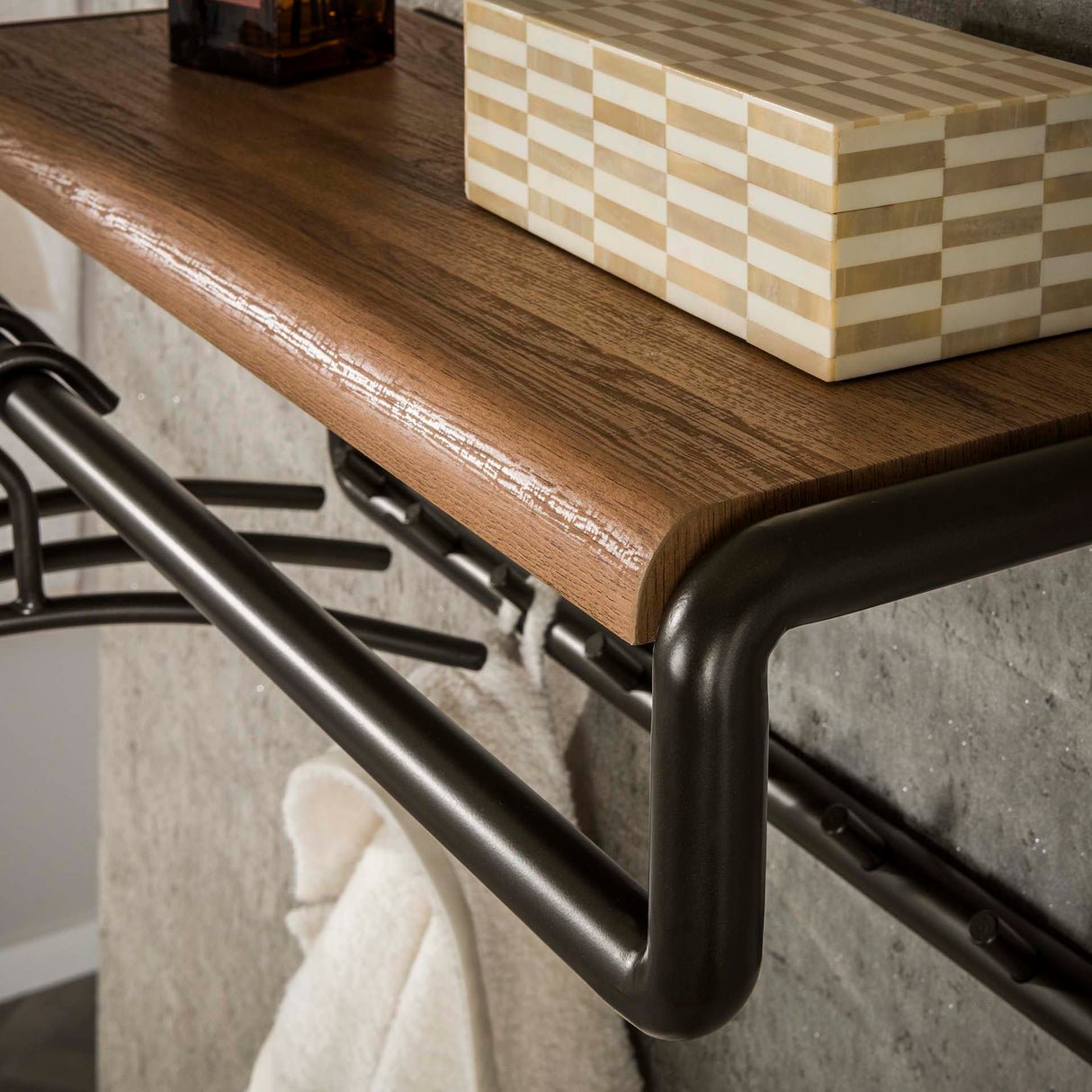 Arlo coat rack rod and hat shelf with 8 hooks Drift brown