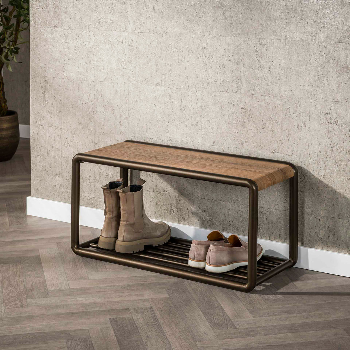 Senna Shoe Bench Drift brown 80x35 cm