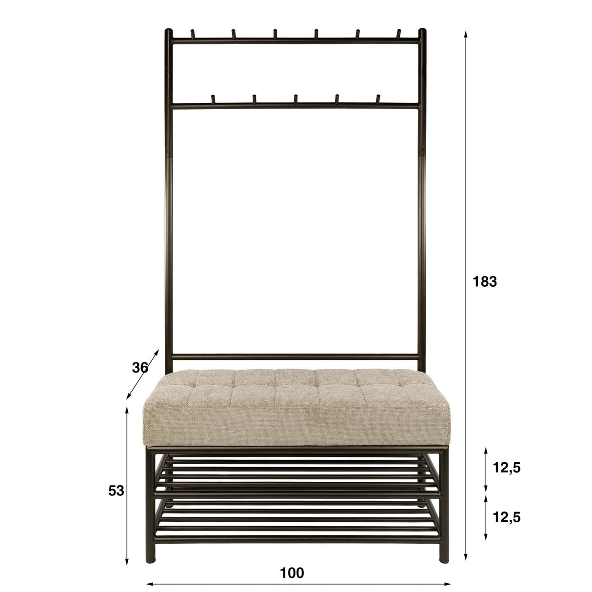 Bancroft Wardrobe Bench Drift brown 100x39x183 cm
