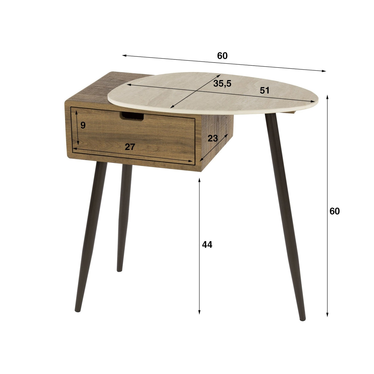 Borea Nightstand Right 1 drawer Ceramic Travertine