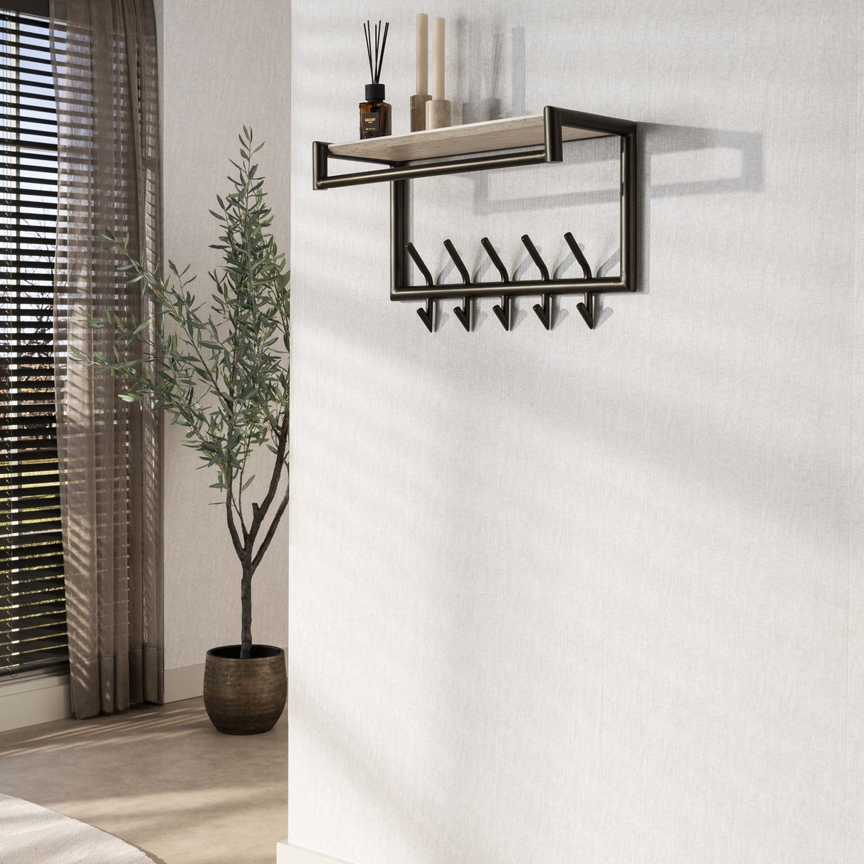 Hook wall Travertine 2x5 hooks 65 cm Melamine