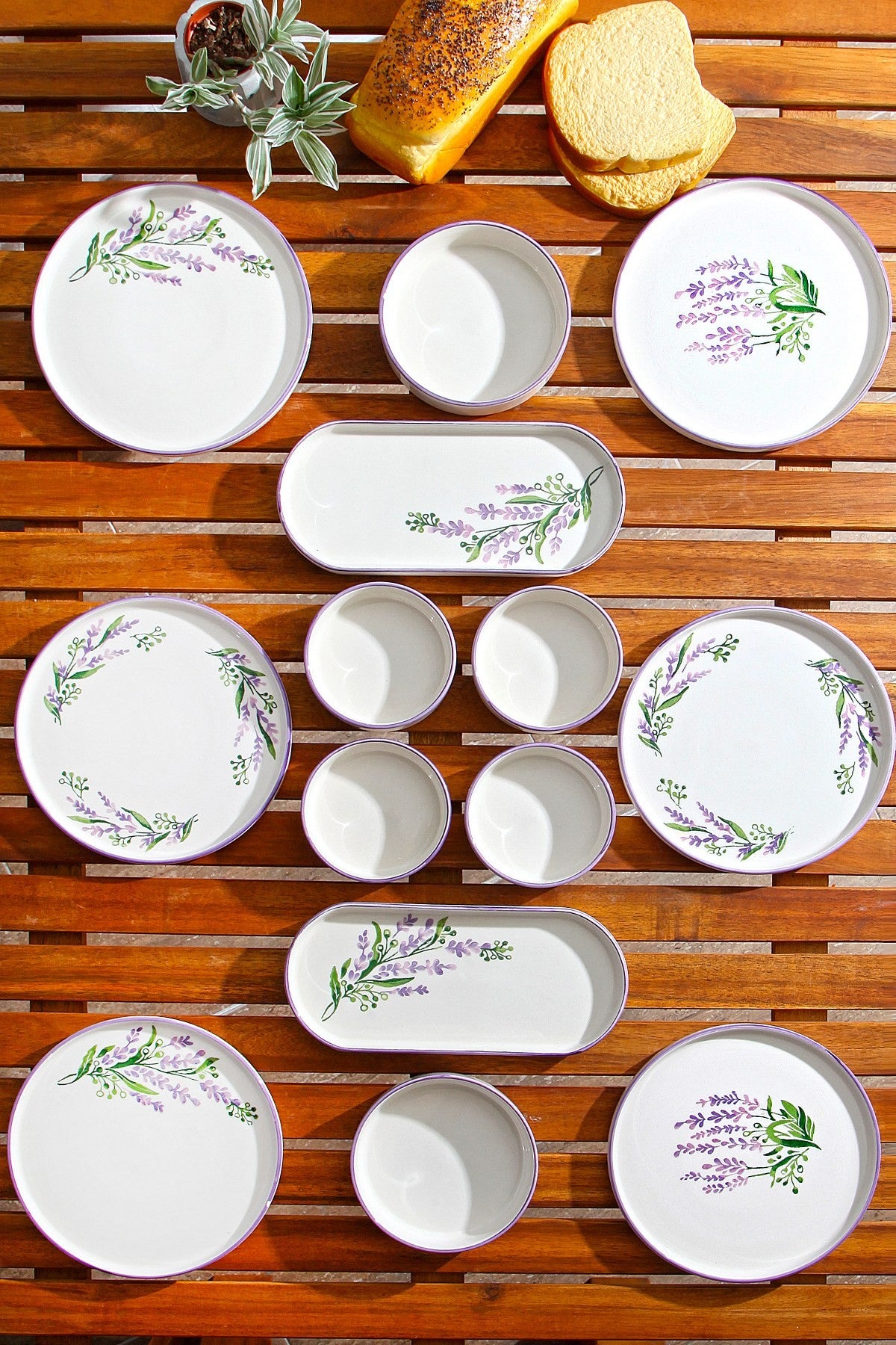Lavanta 14 White Purple Green 100% CERAMIC 19 cm wide