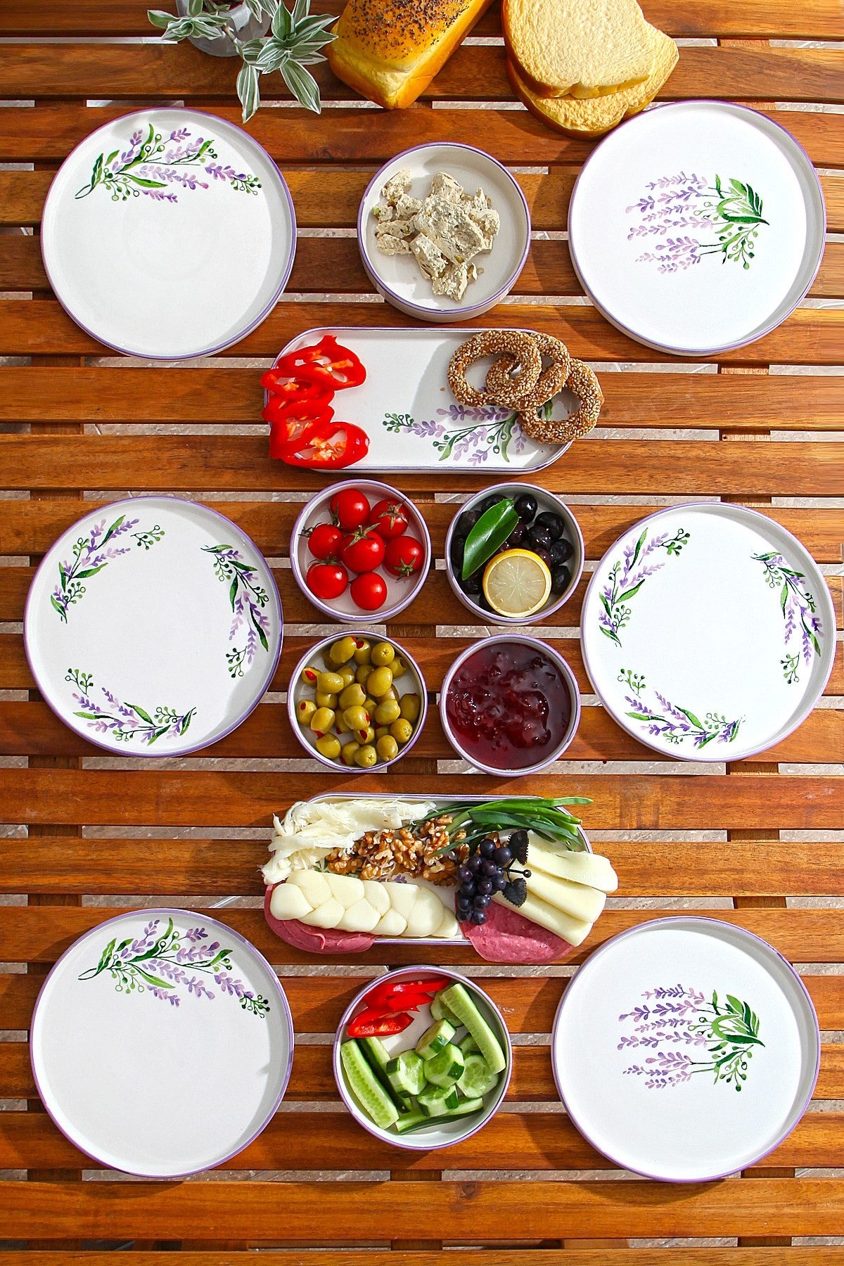Lavanta 14 White Purple Green 100% CERAMIC 19 cm wide