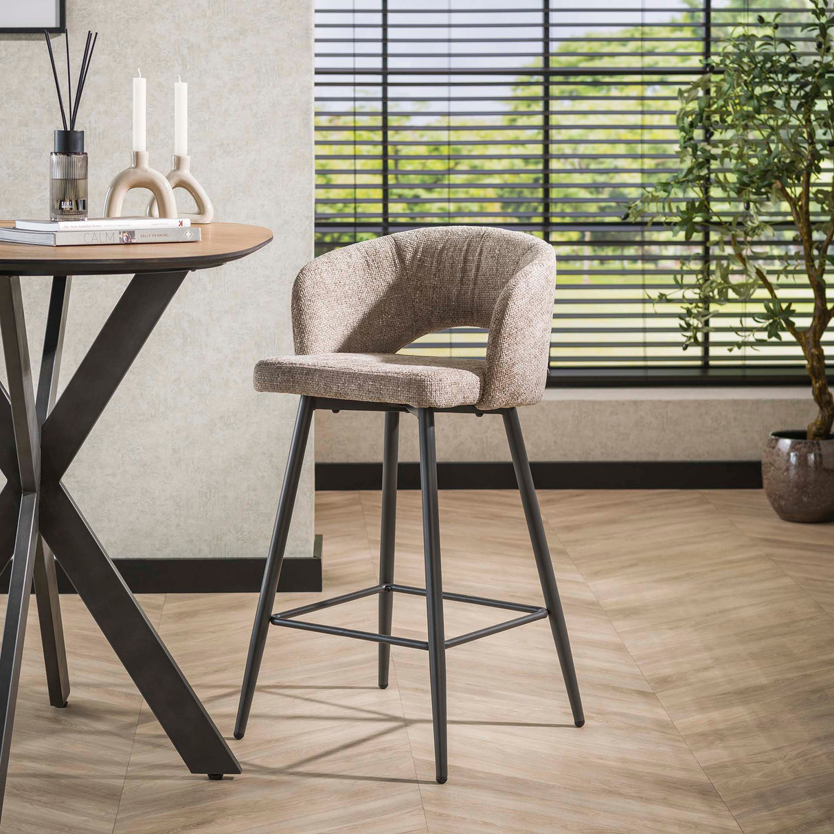 Modern Sand Alba Tissee Cargo Fabric Bar Stool