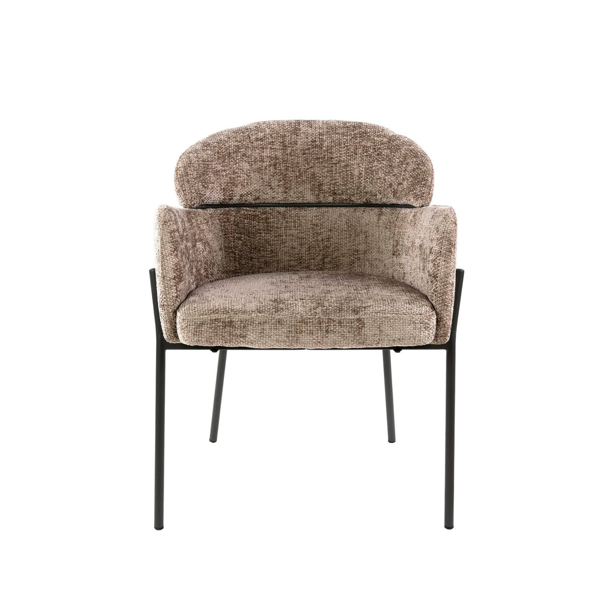 Dining room chair Chenille Taupe with round back and arm - Lola