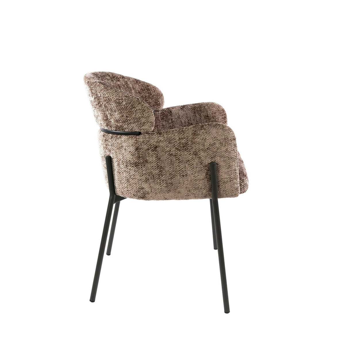 Dining room chair Chenille Taupe with round back and arm - Lola