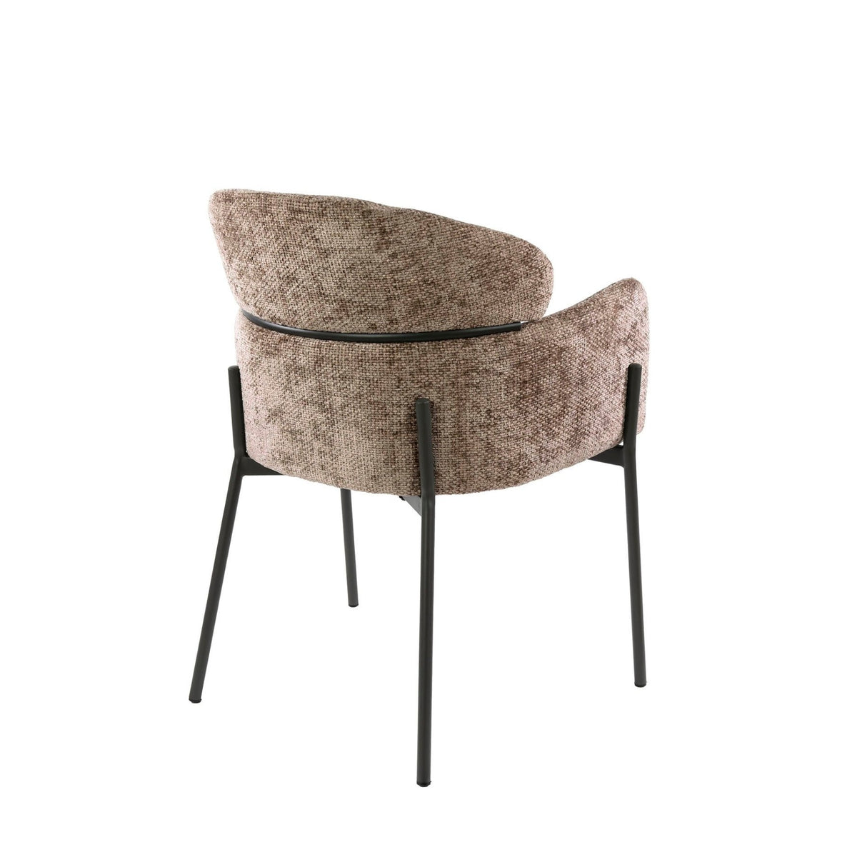 Dining room chair Chenille Taupe with round back and arm - Lola