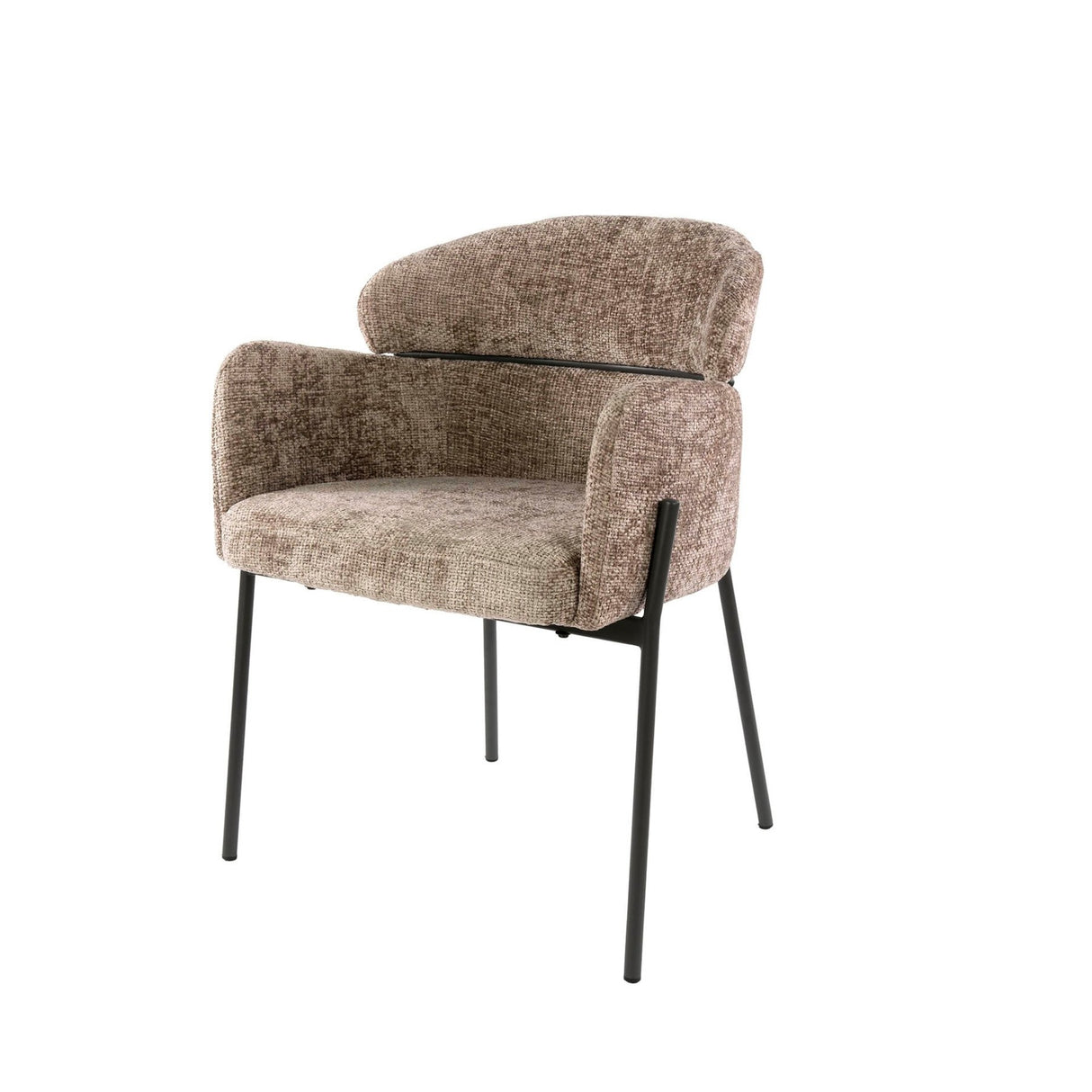 Dining room chair Chenille Taupe with round back and arm - Lola