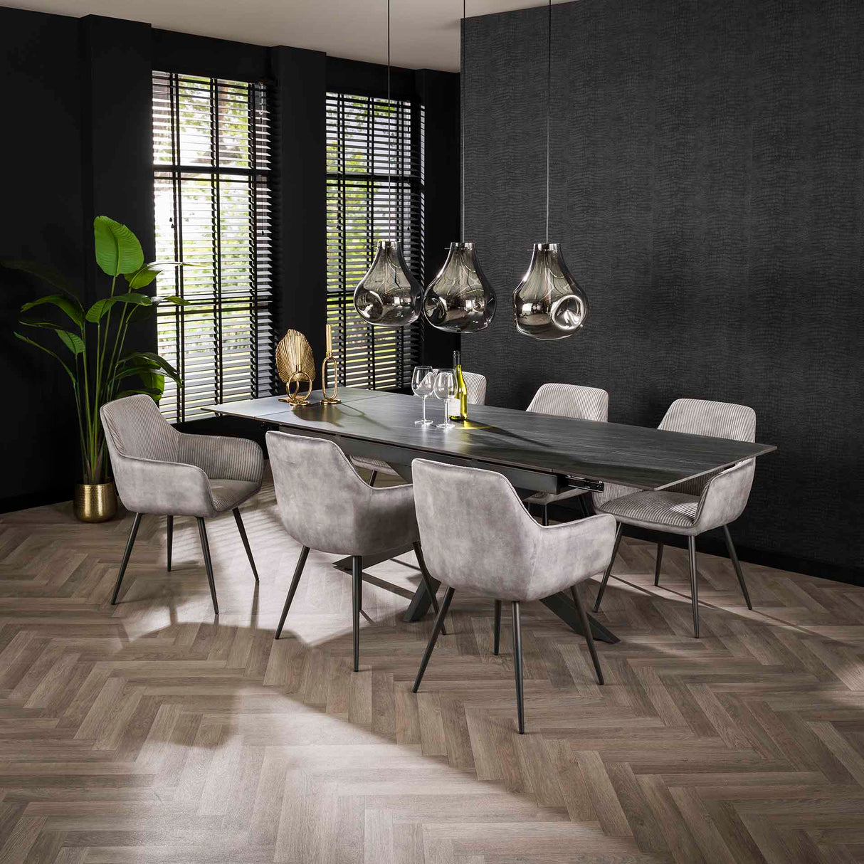 Dining chair Rivo Rib Rock Silver Rib fabric Seat