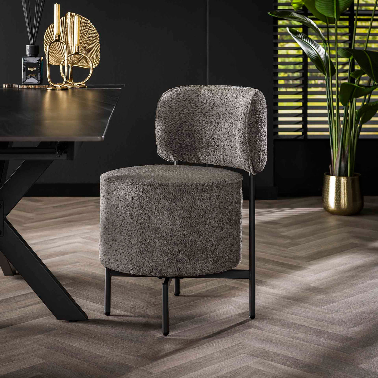 Dining chair Dante Bouclé Gray Swivel - Without Armrests