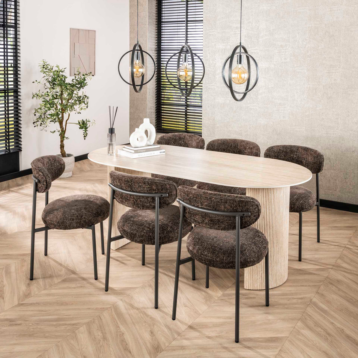 Set of 2 dining chairs Aero Fabric Brown