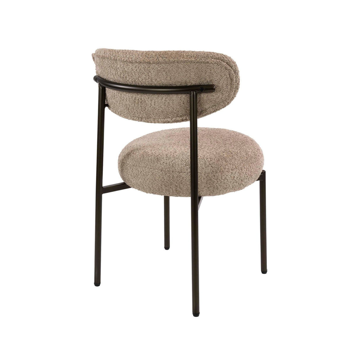 Set of 2 dining room chairs round bouclé sand-brown Aero
