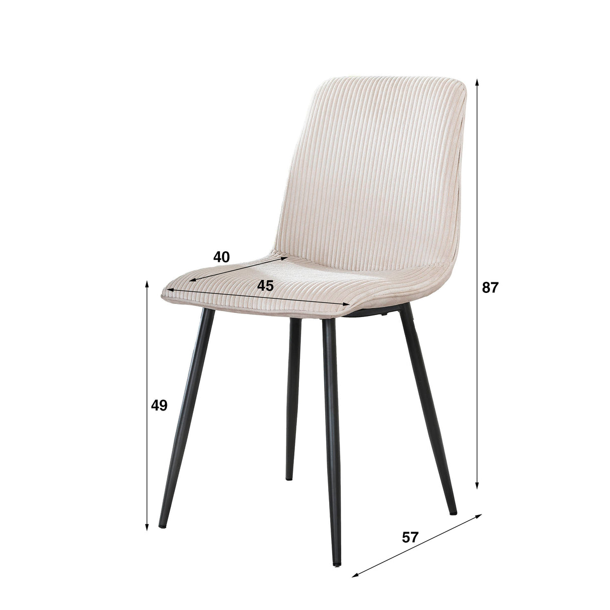Modern Rib Fabric Dining Chair Ivory Rock Lento