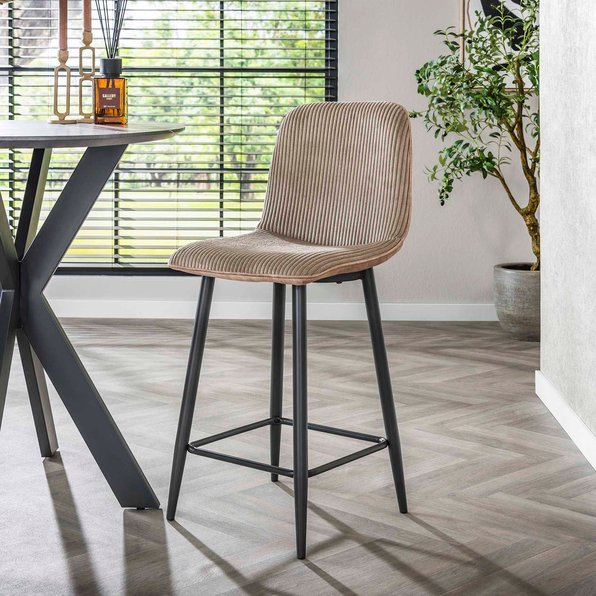 Modern Bar Stool Lento Rib Rock Fabric Sand Rib Texture