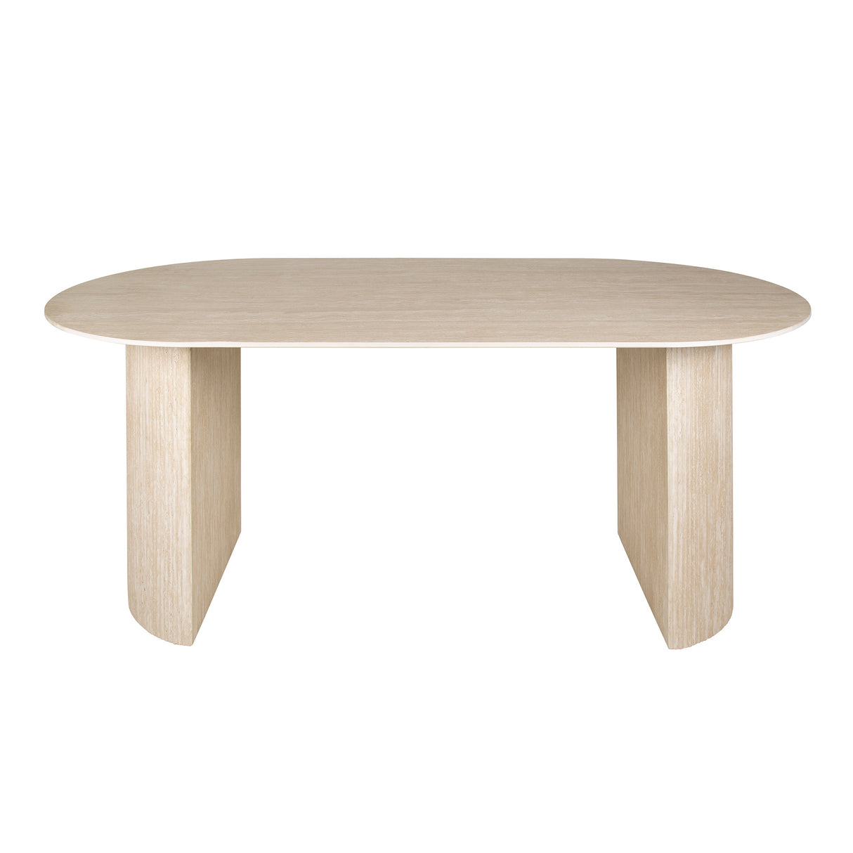 Eettafels - Ovale Eettafel Jimi 180x90 cm travertin beige - Dimehouse