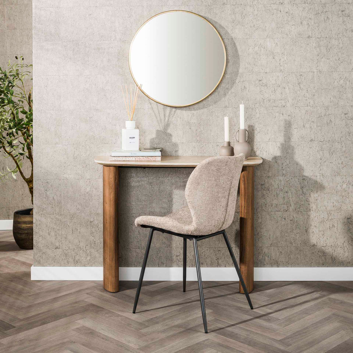 Monza Curved Cabinet Ceramic Travertine 100 cm