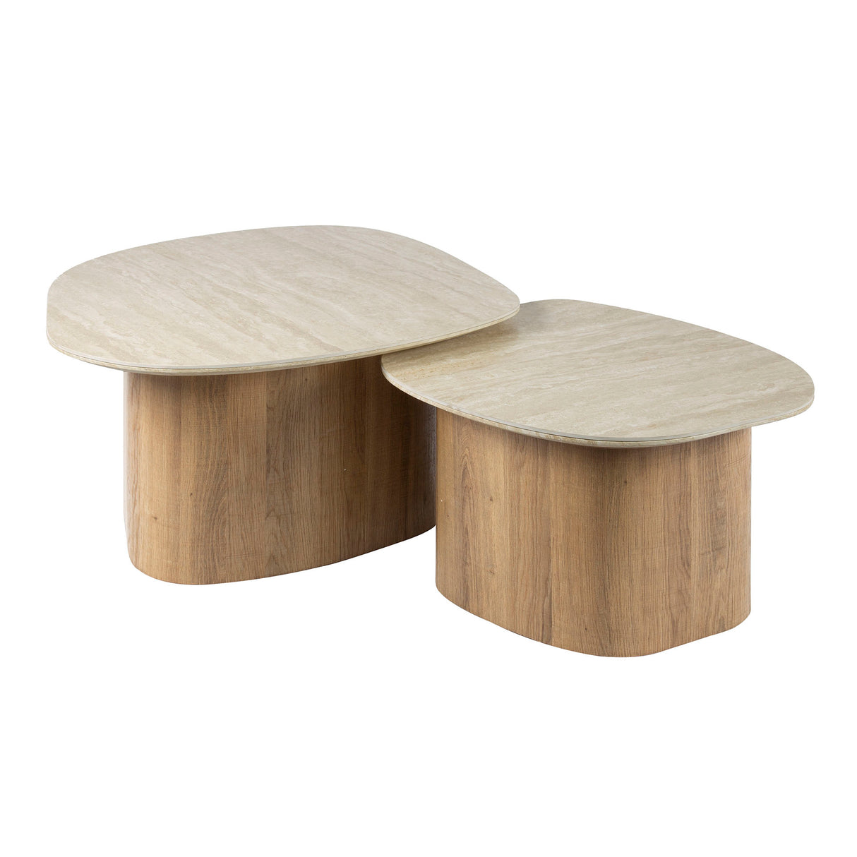 Coffee table set of 2 Rio Pebble-shaped Ceramic Wood