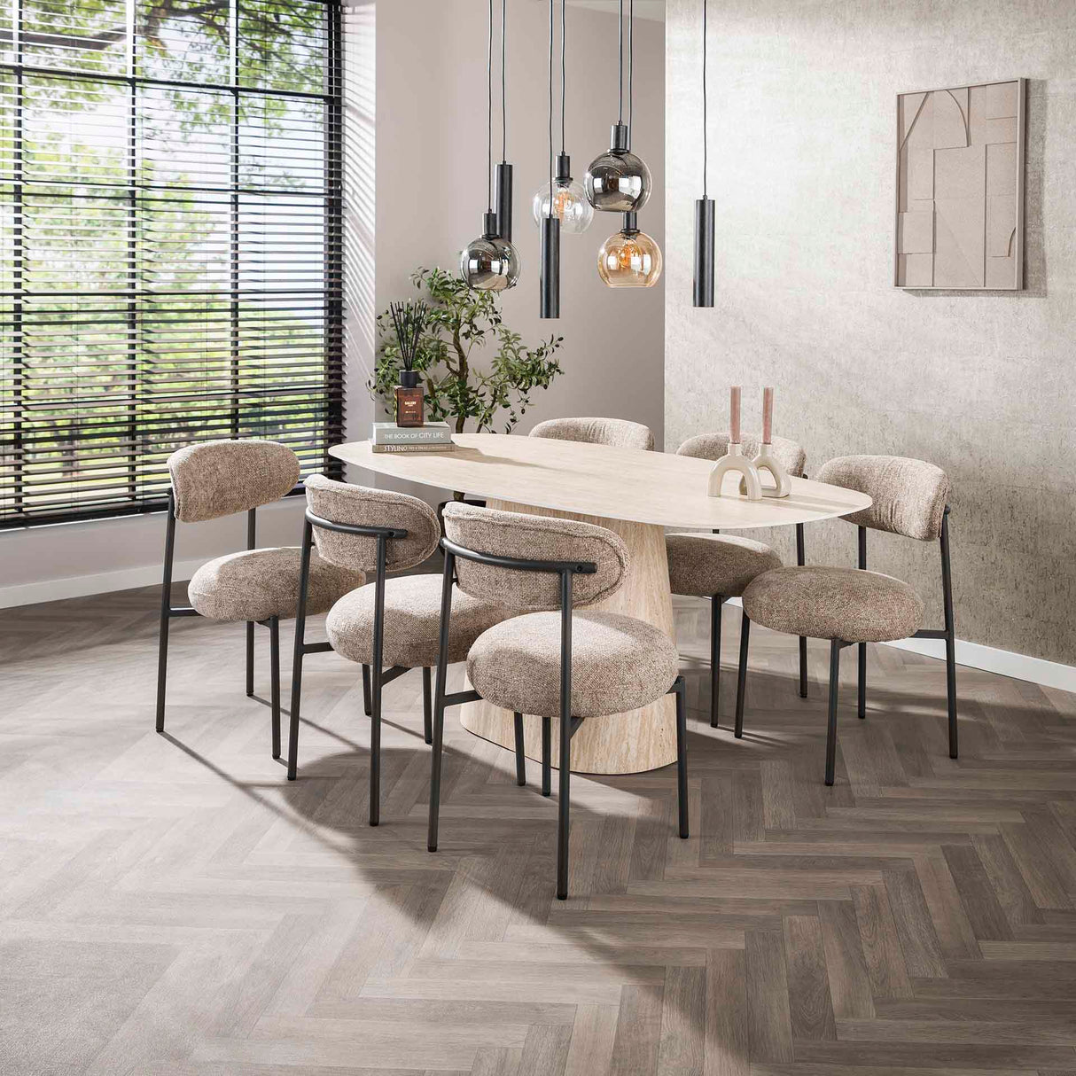 Milo Dining Table Rectangle 180 cm Ceramic Travertine