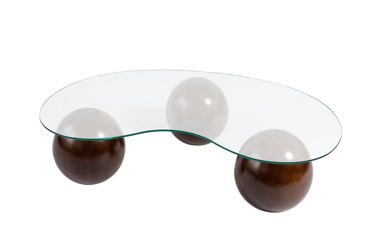 Living room table Sphere Walnut Transparent 120x70 cm Walnut Transparent Tempered glass