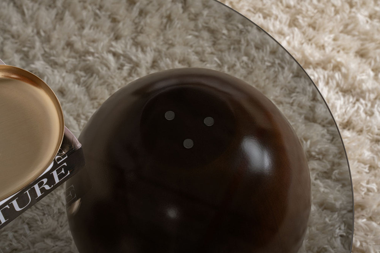 Living room table Sphere Walnut and Grey 120x70 cm Walnut Grey Tempered glass