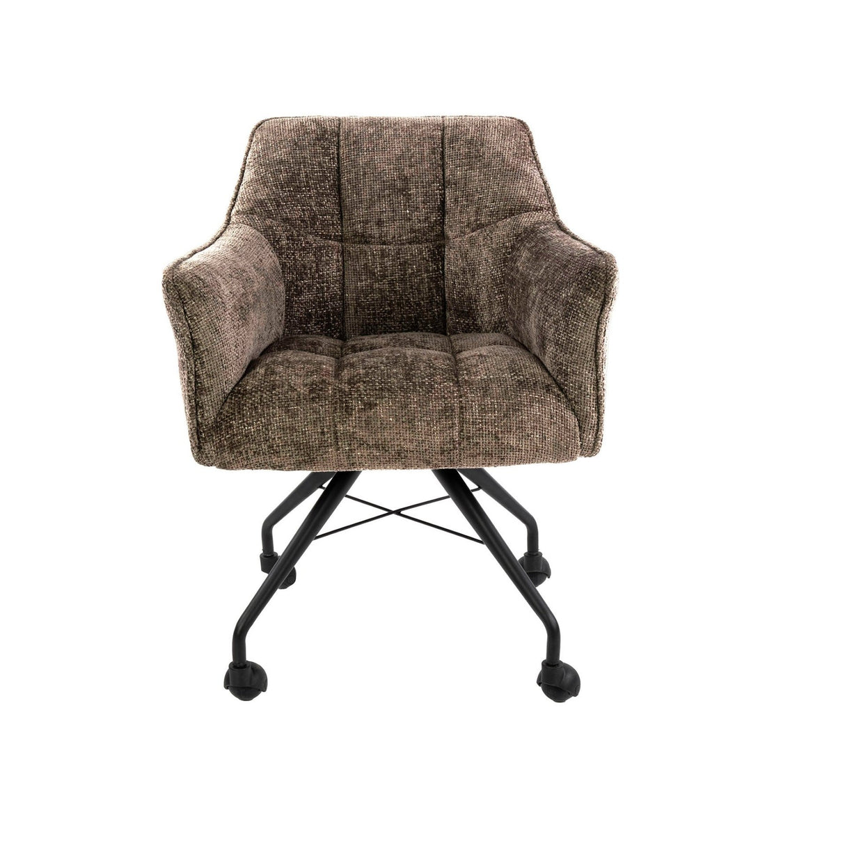 Set of 2 Dining Chairs Richmond Taupe Fabric With Wheels