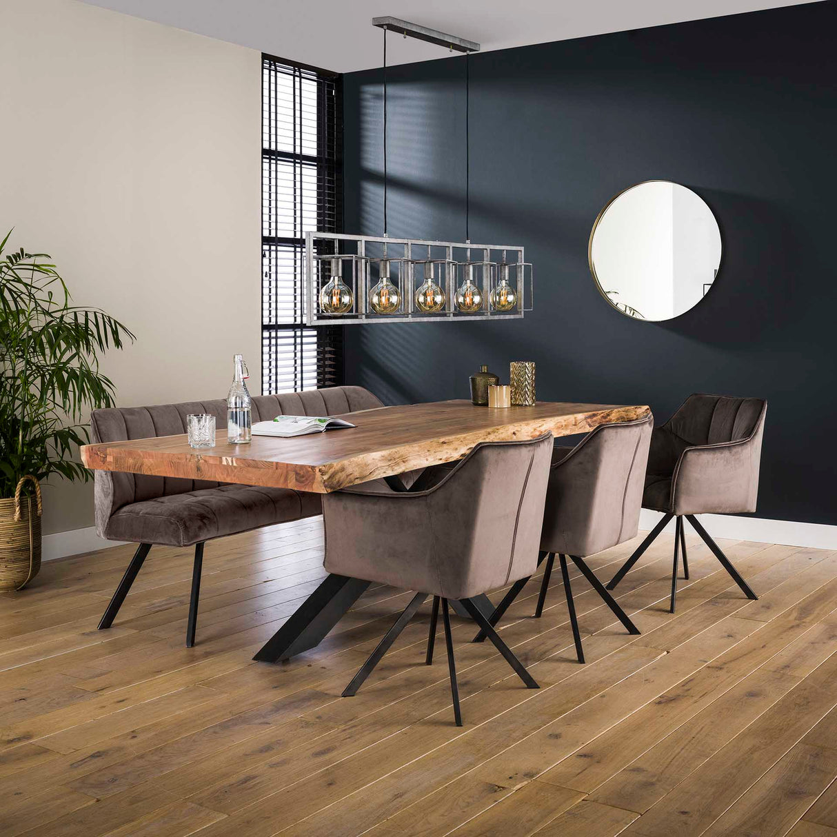 Dining chair Lino Velvet Anthracite Swivel