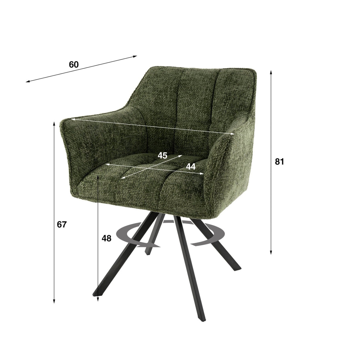 Swivel Dining Chair Lino Chenille Hoven Green