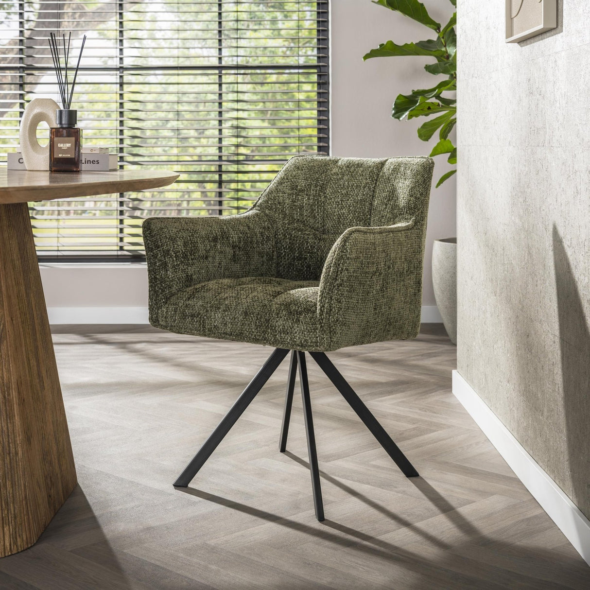 Swivel Dining Chair Lino Chenille Hoven Green