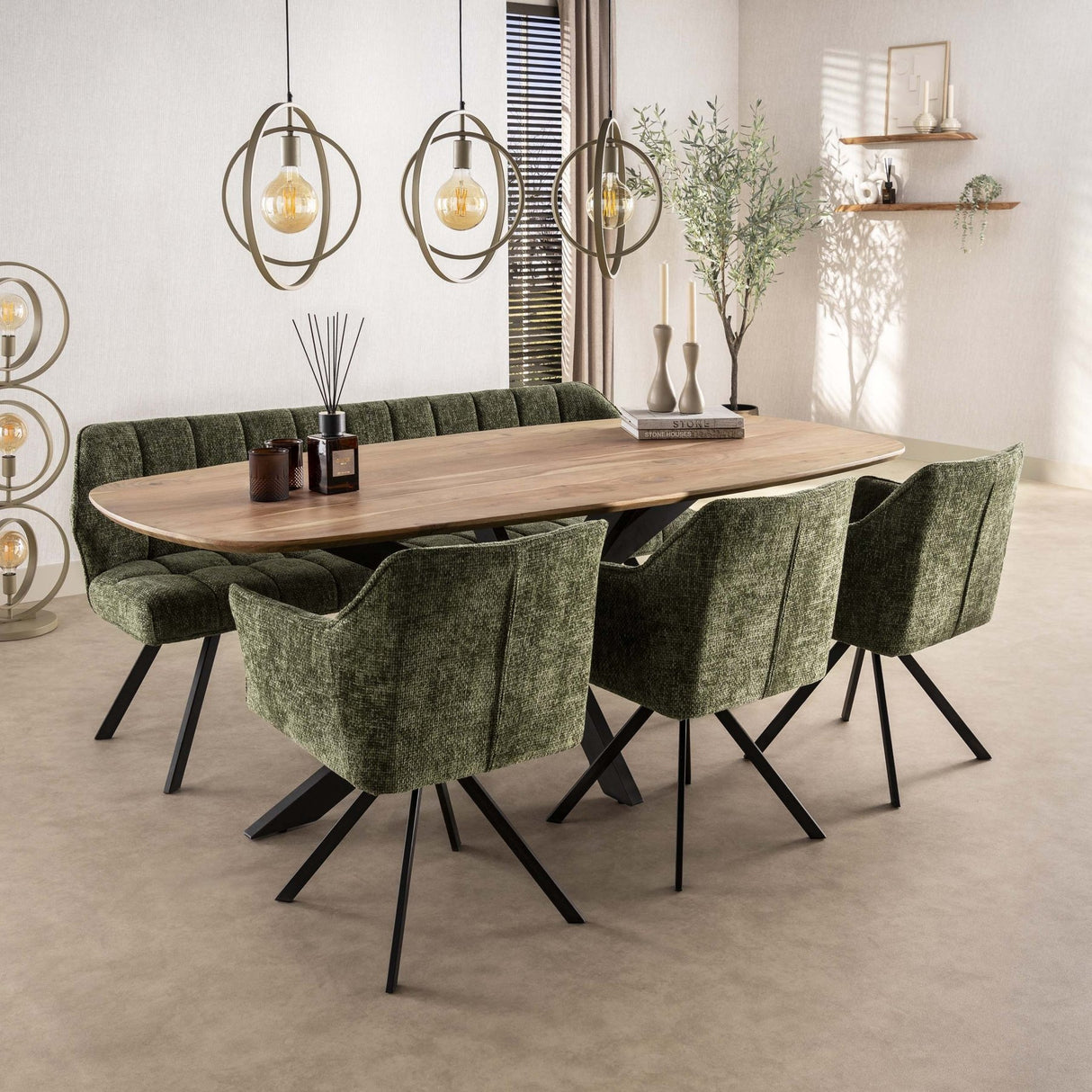 Swivel Dining Chair Lino Chenille Hoven Green