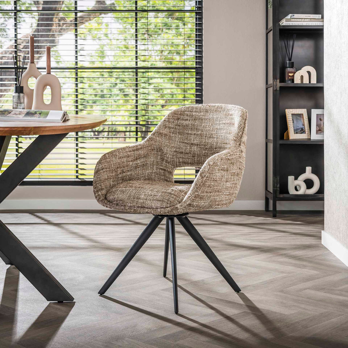 Set of 2 Dining Chairs Springo Swivel Eagle Fabric Sand