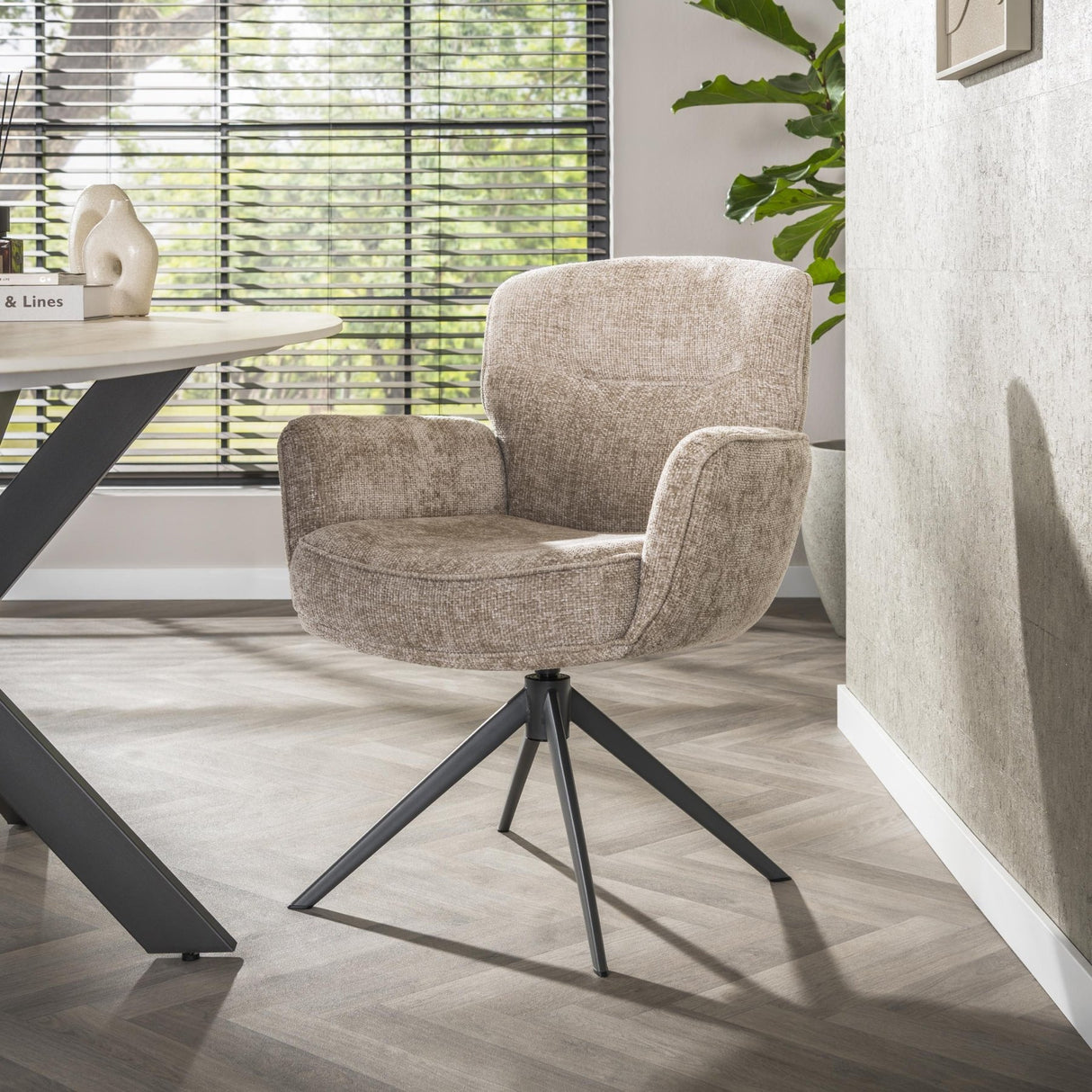 Set of 2 dining chairs Savona swivel Hoven rich sand