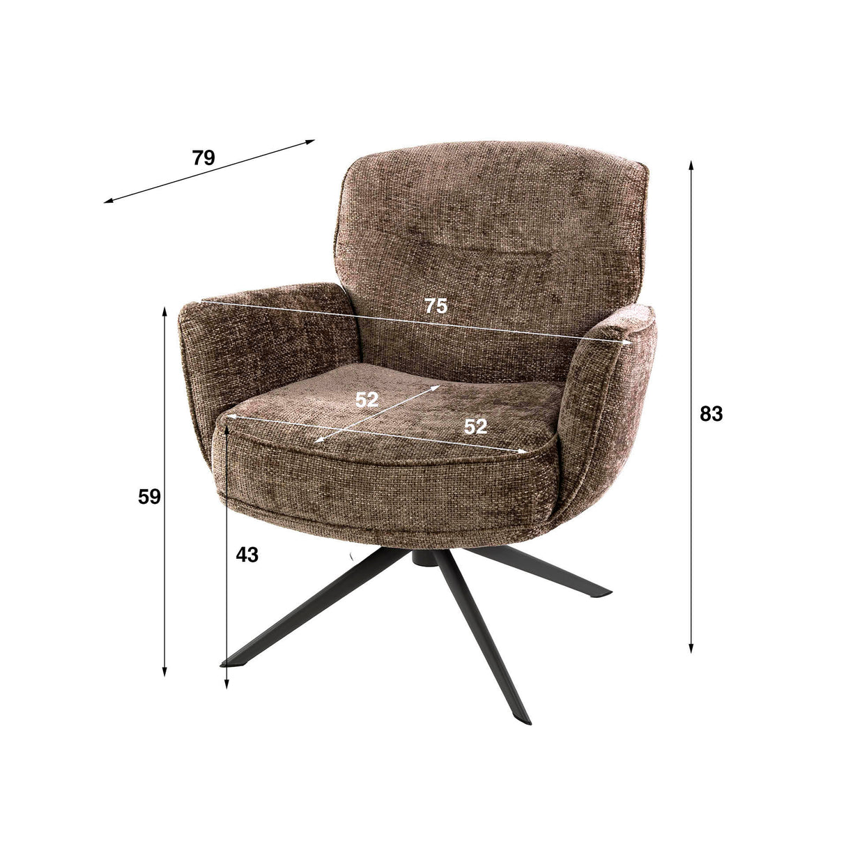 Milano swivel armchair Hoven rich champagne