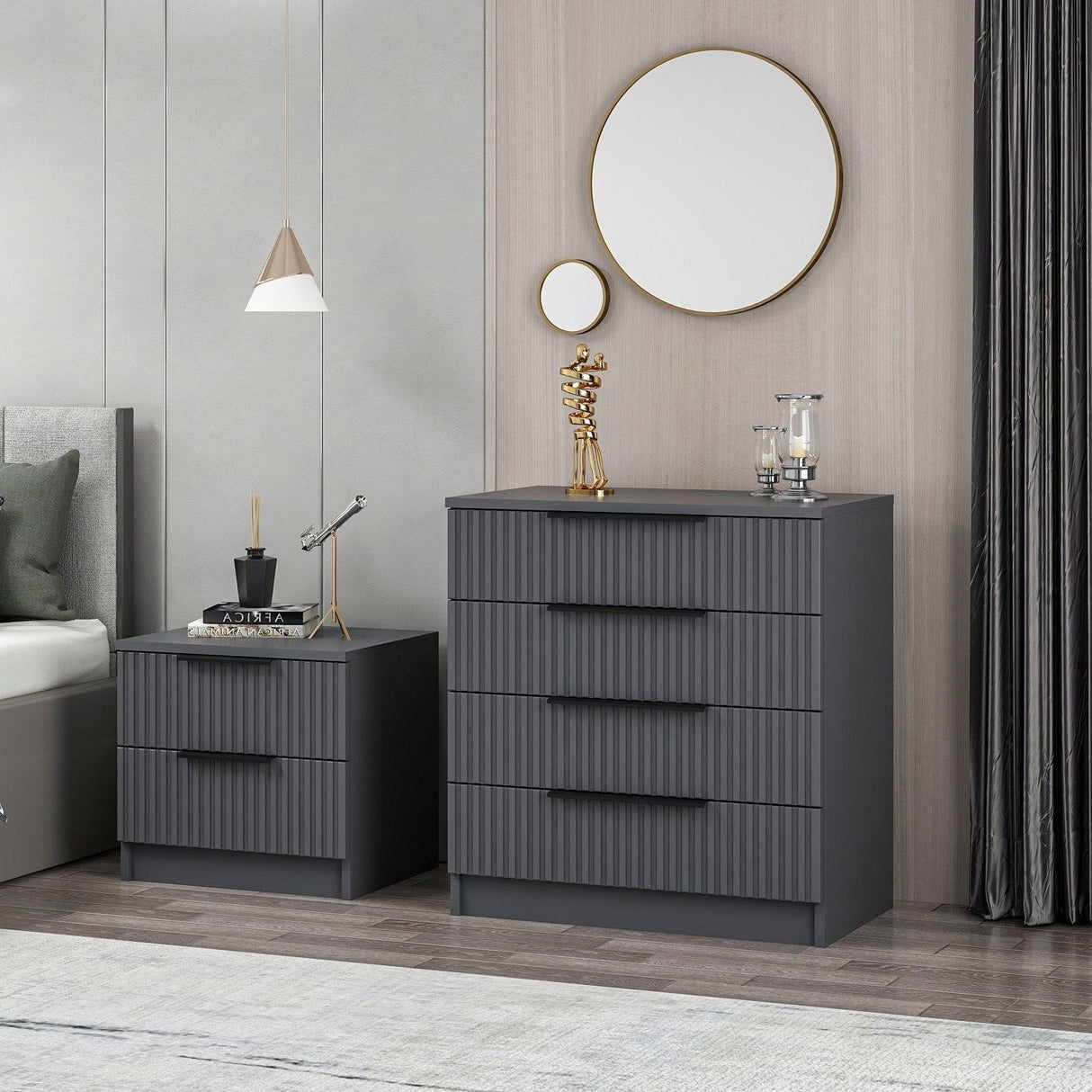 Chest of drawers bare anthracite melamine 72x77x42 cm