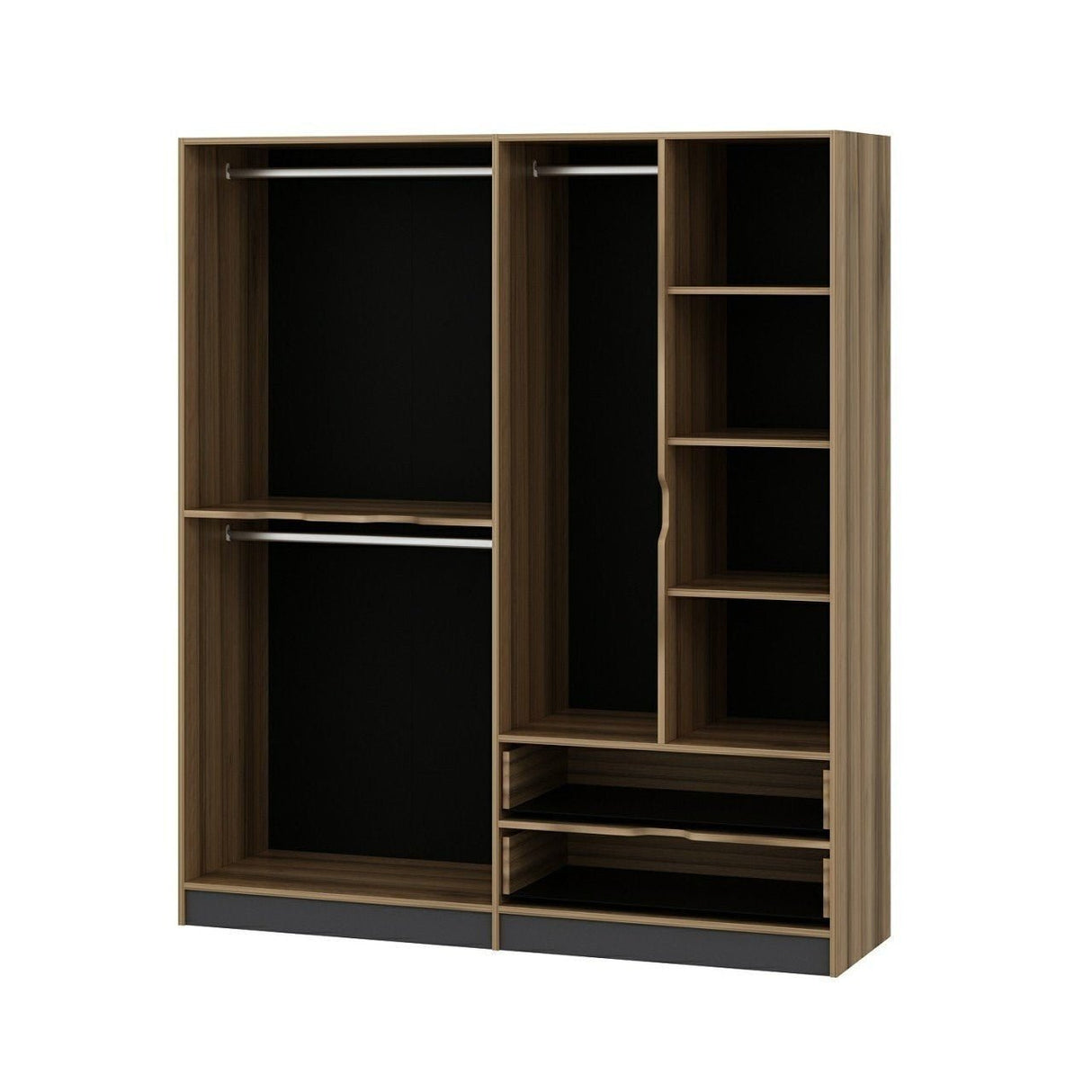 Kledingkasten - Kledingkast Elina Antraciet Goud Melamine 185x208x52 cm - Dimehouse