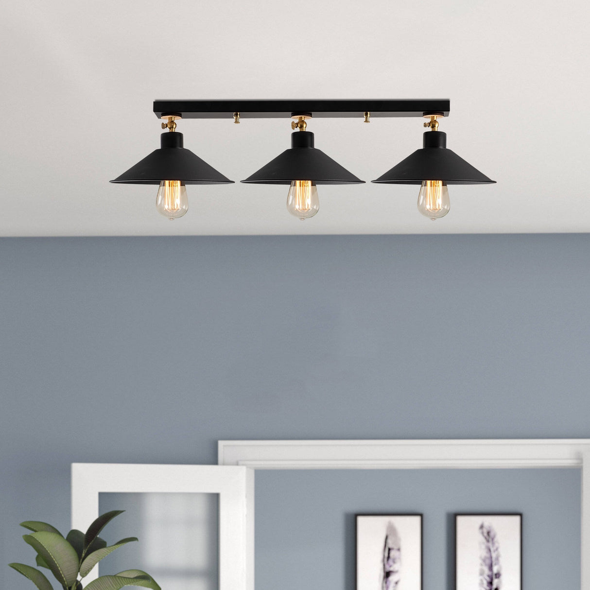 Pendant lamp 3-light Black Metal Allure