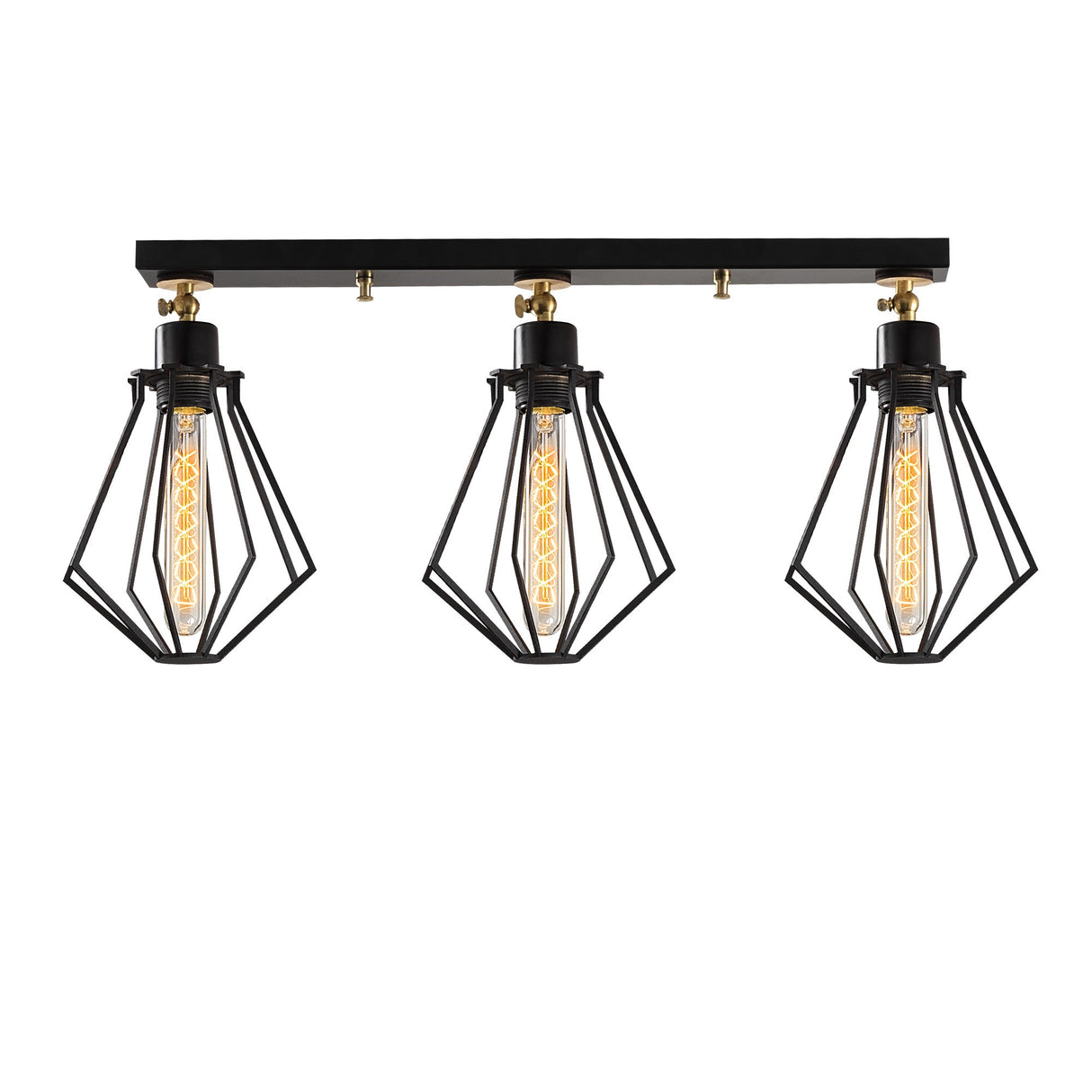 Pendant lamp 3-light Black Gold Metal Palisade