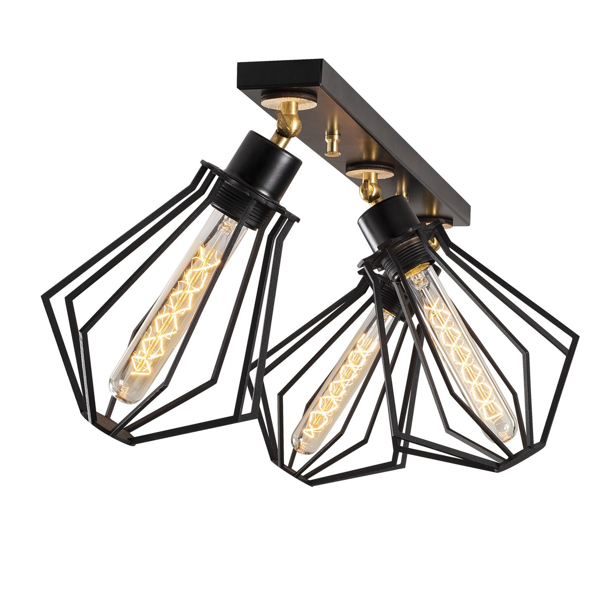 Pendant lamp 3-light Black Gold Metal Palisade