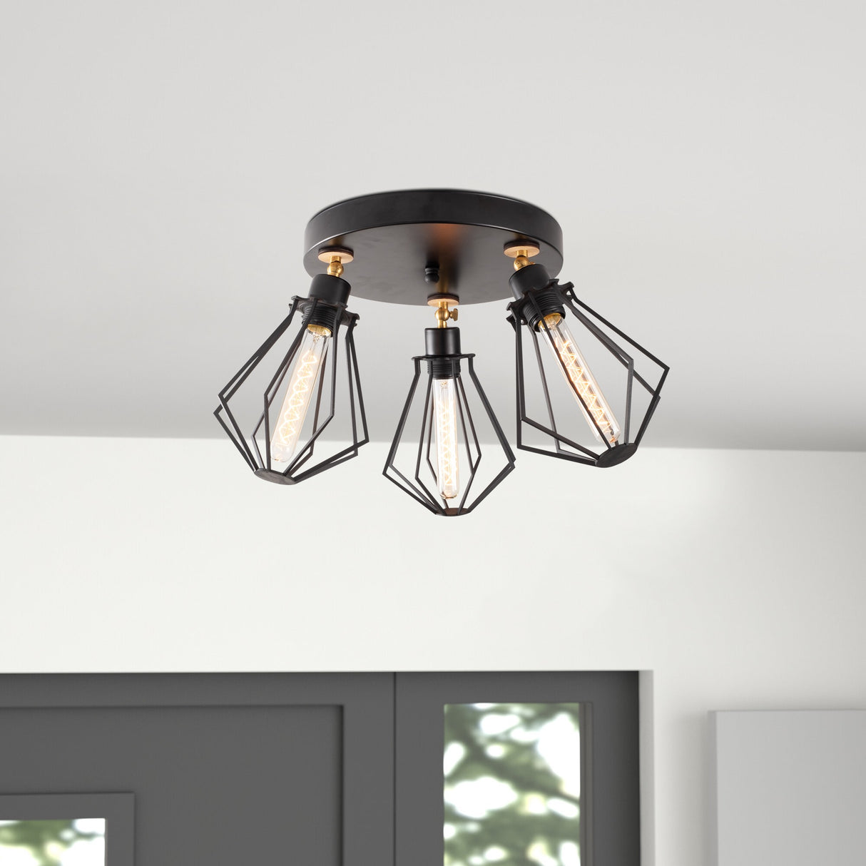 Ceiling Lamp Round Black Gold Metal Palisade