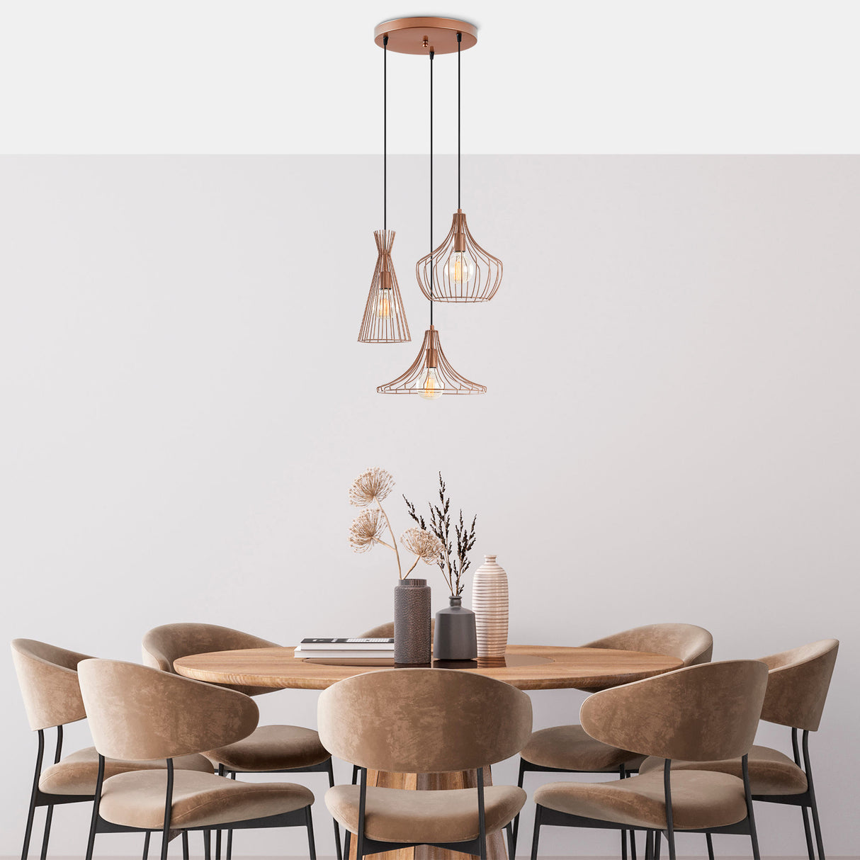 Copper-colored Metal Pendant Lamp Evermere