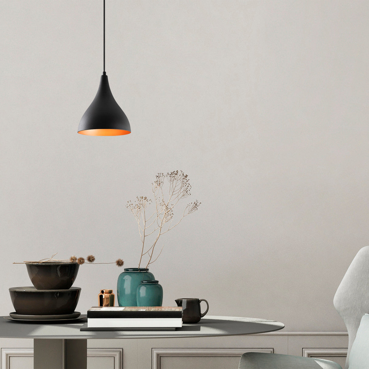 Pendant lamp 1-light Black Drop Metal Allure
