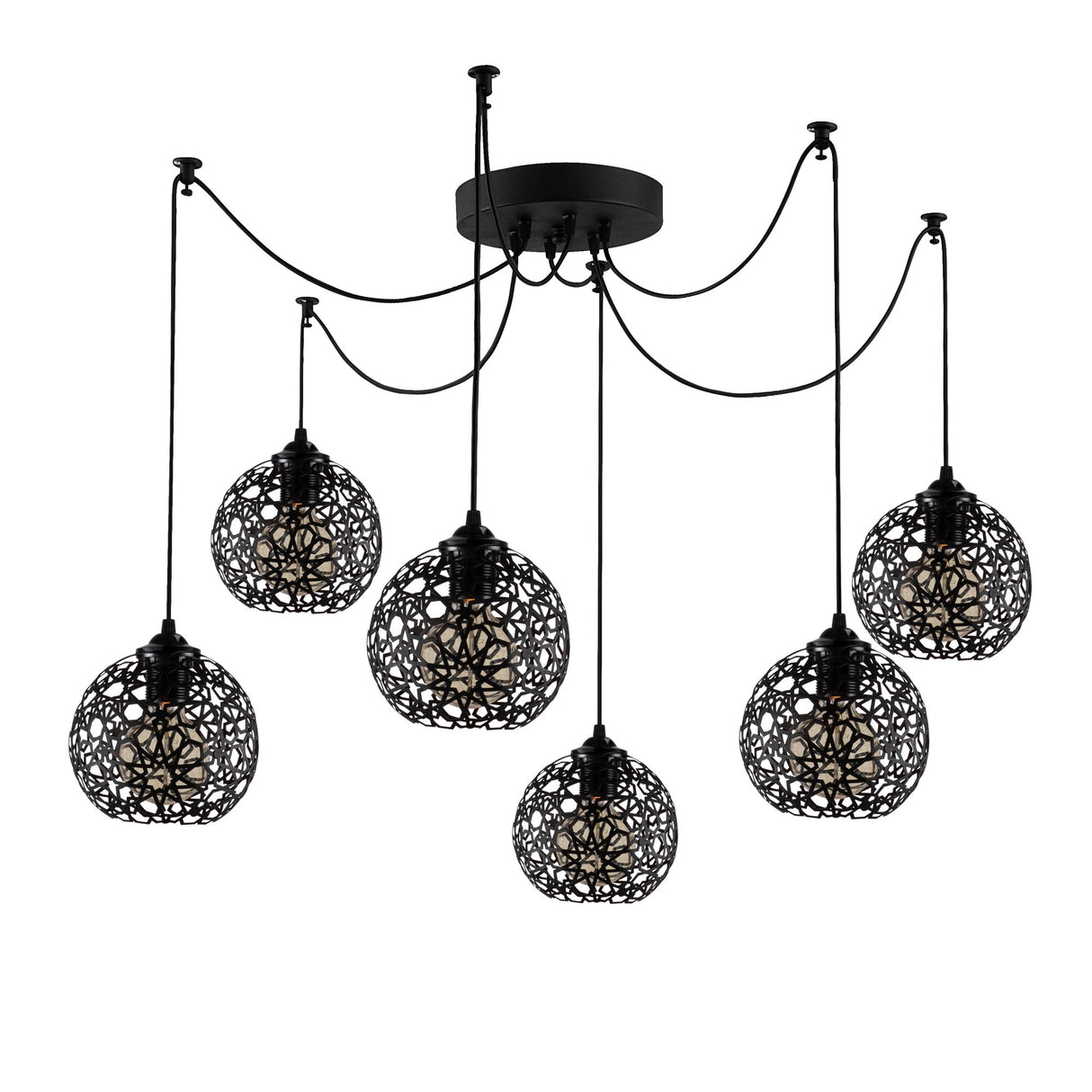 Pendant light 6-light Black Metal Quartz