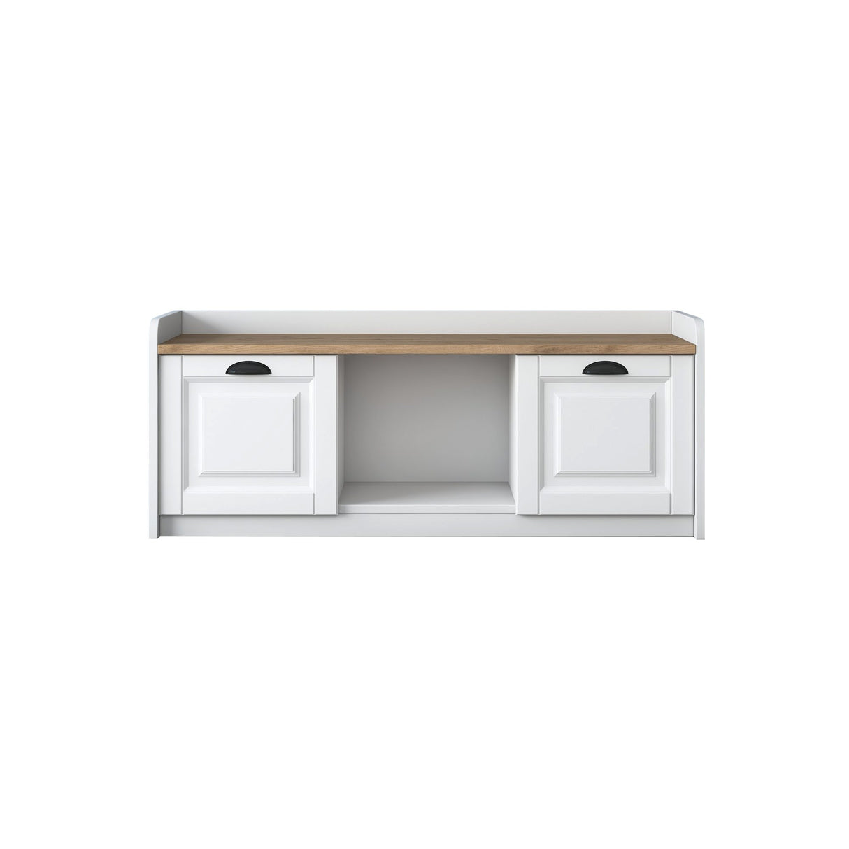Schoenenkasten - Schoenenkast Samos Wit Walnoot Melamine - Dimehouse